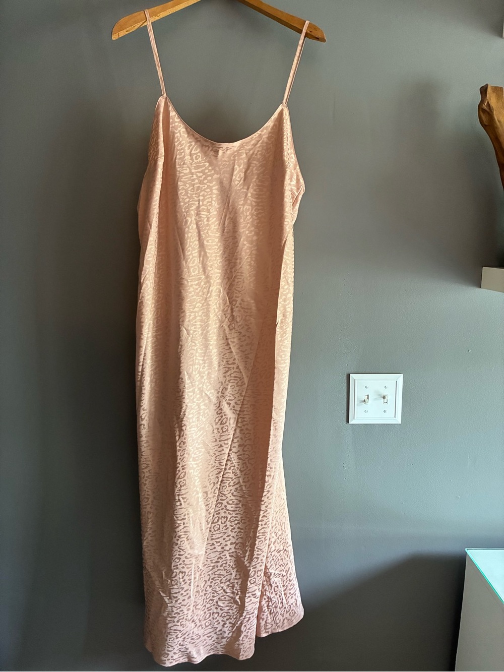 Victoria's Secret Pale Blush Animal Print Satin Slip Dress Nightgown NWT